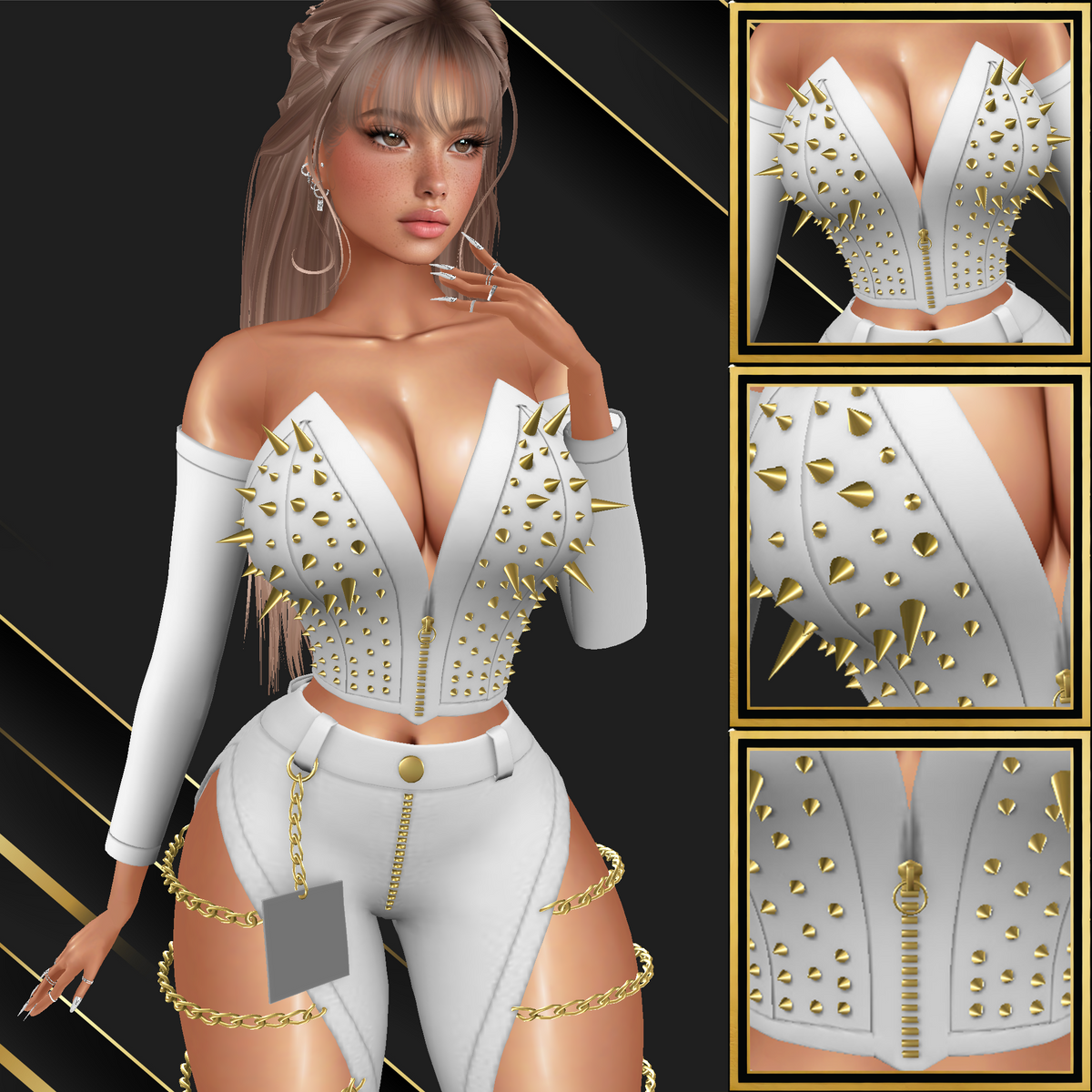 IMVU Spike Corset Top Mesh