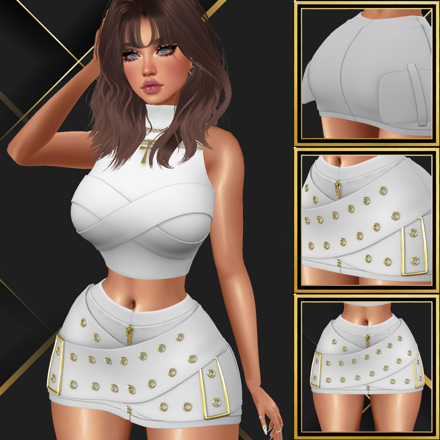 IMVU Belted Skirt Mesh