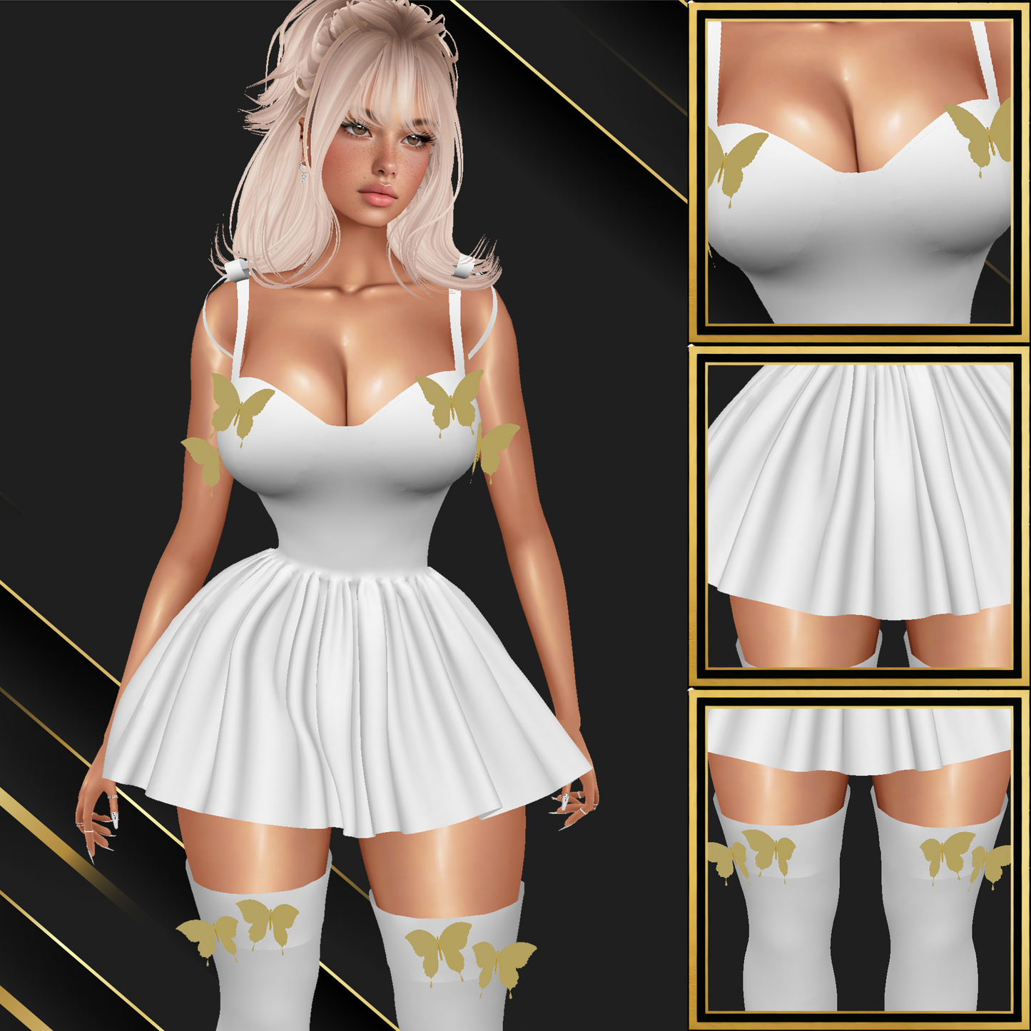 IMVU Butterflies Dress Mesh