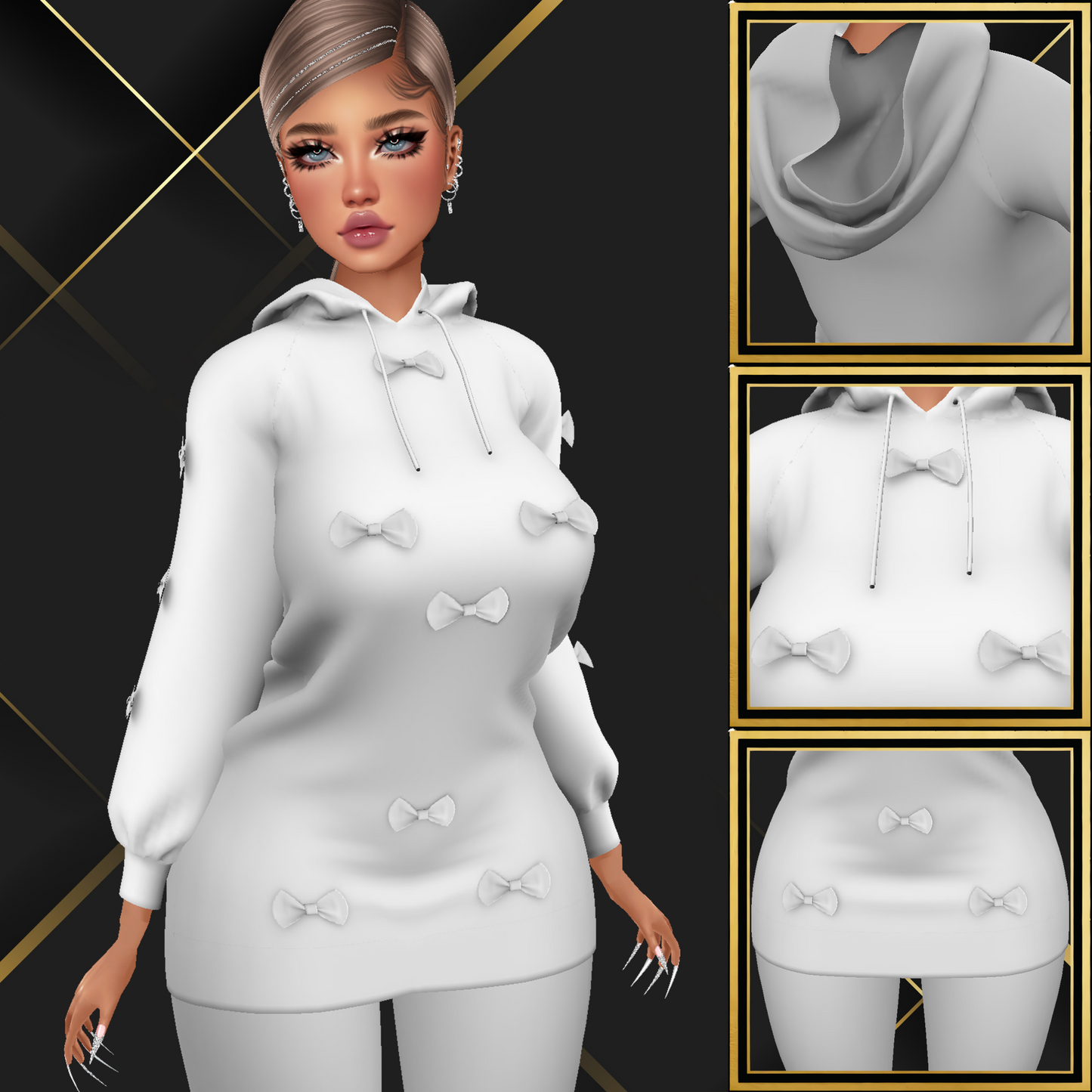 IMVU Bows Hoodie Mesh