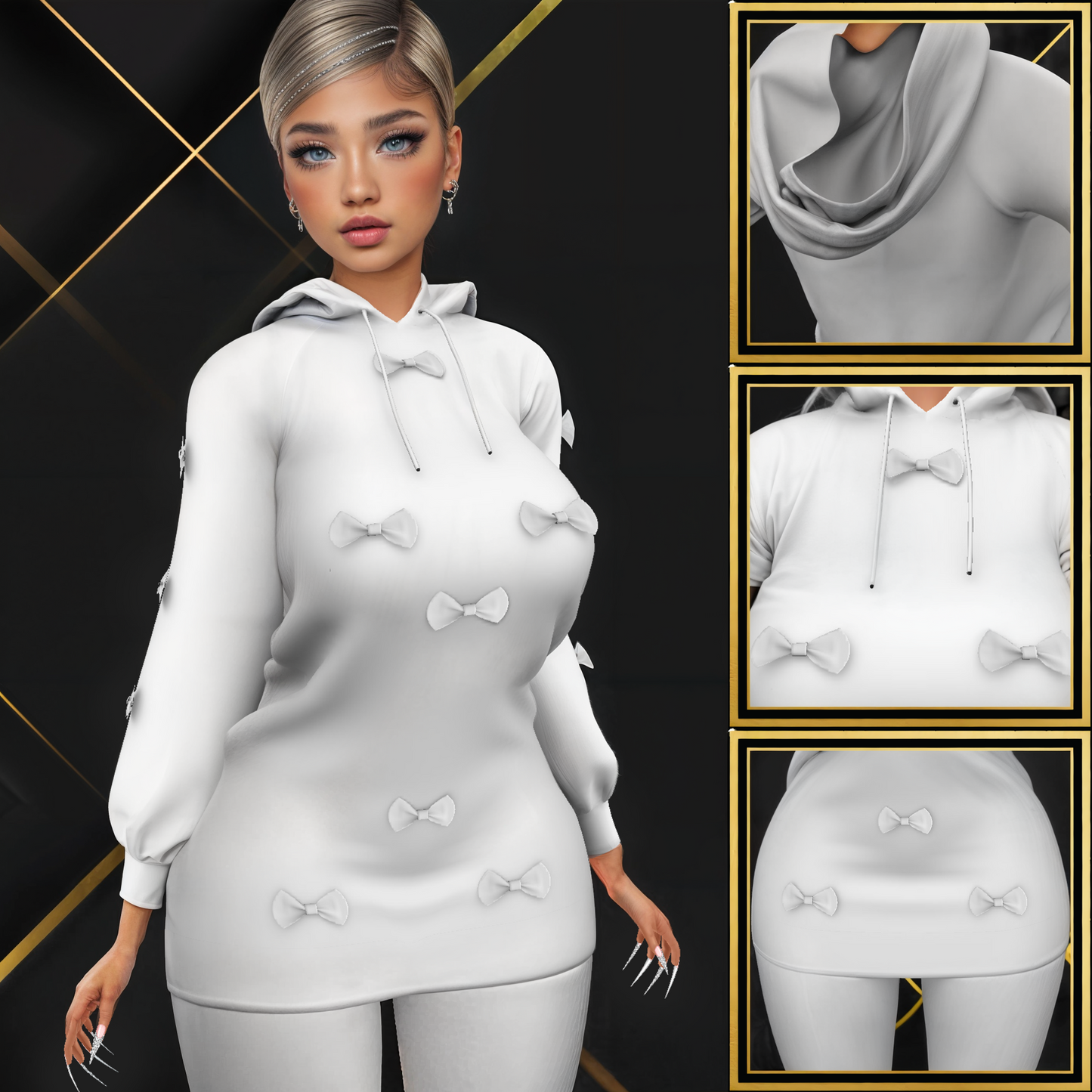 IMVU Bows Hoodie Mesh