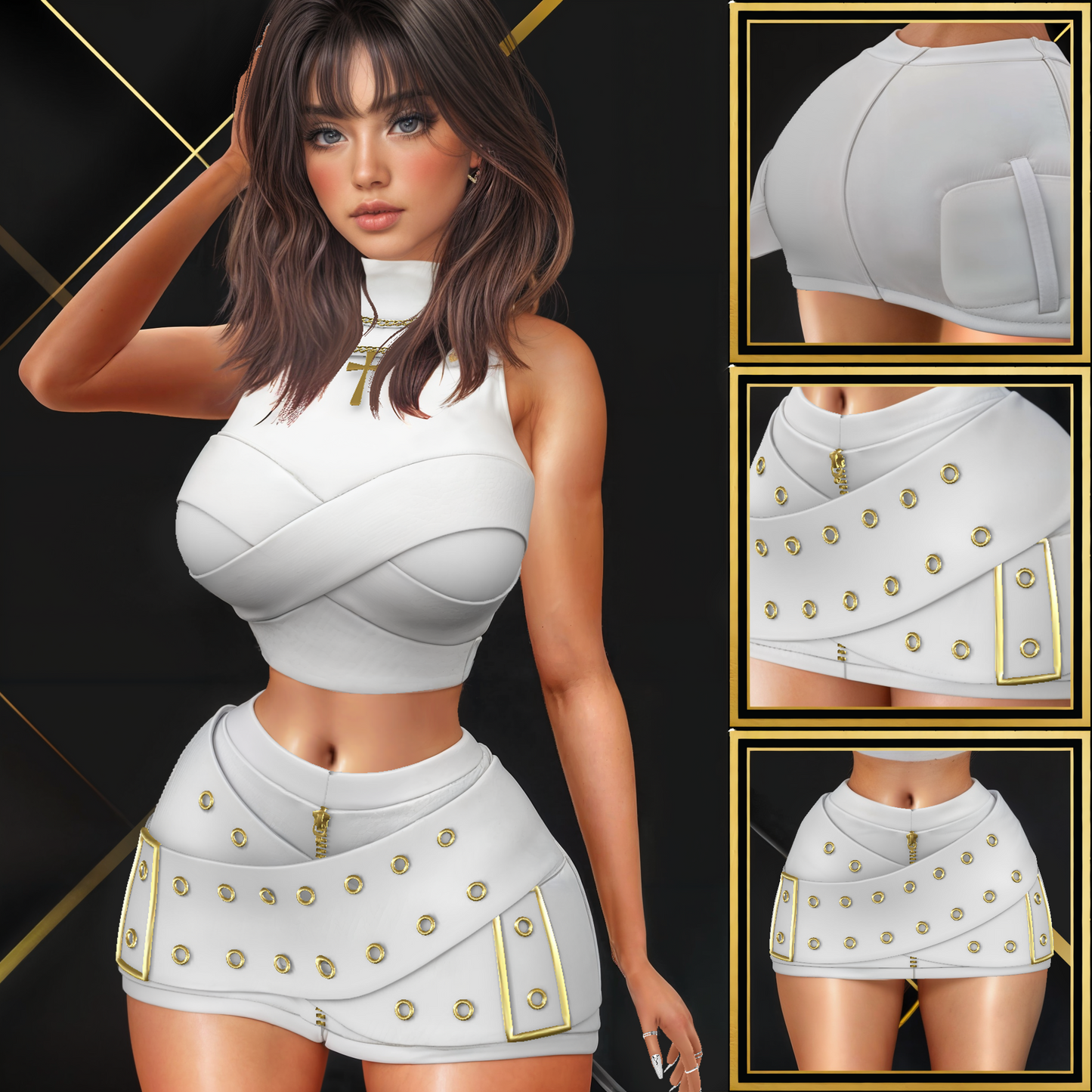 IMVU Belted Skirt Mesh