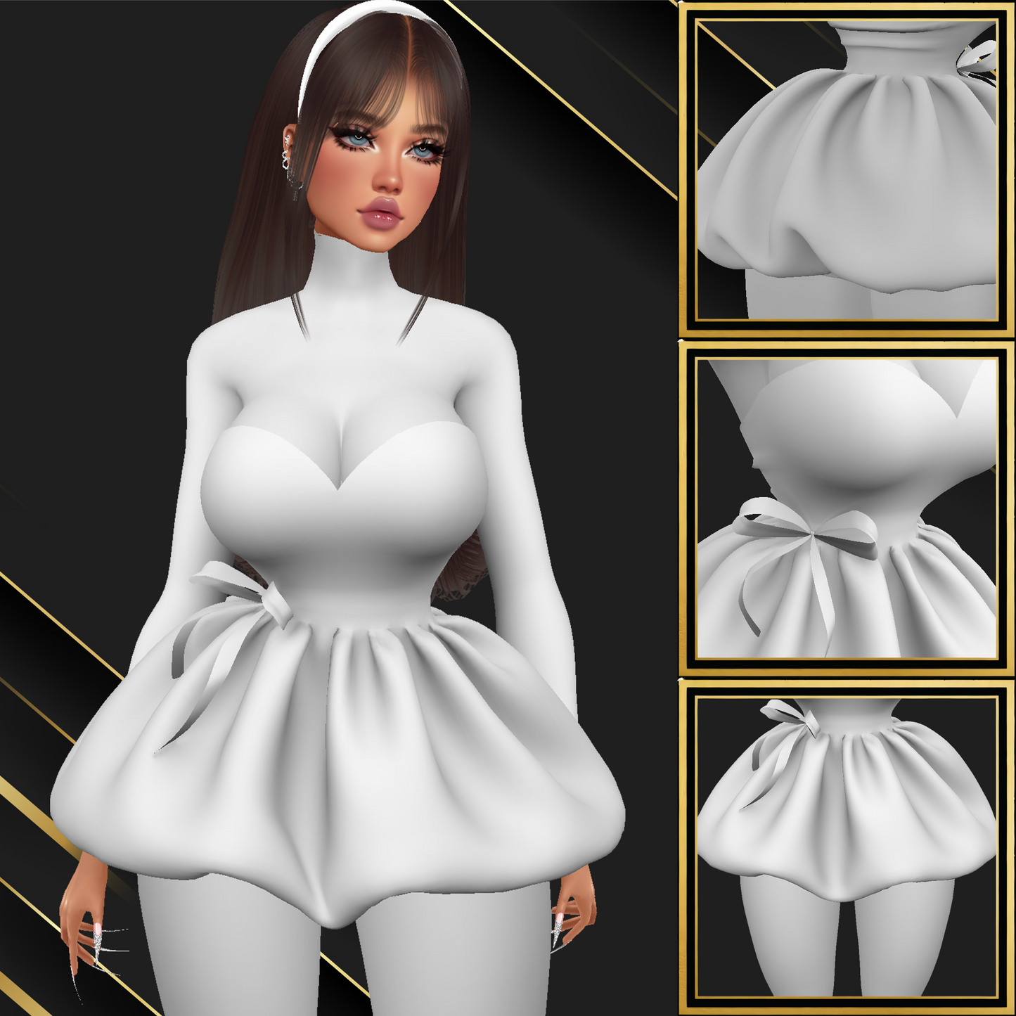 IMVU Mini Puff Dress Mesh