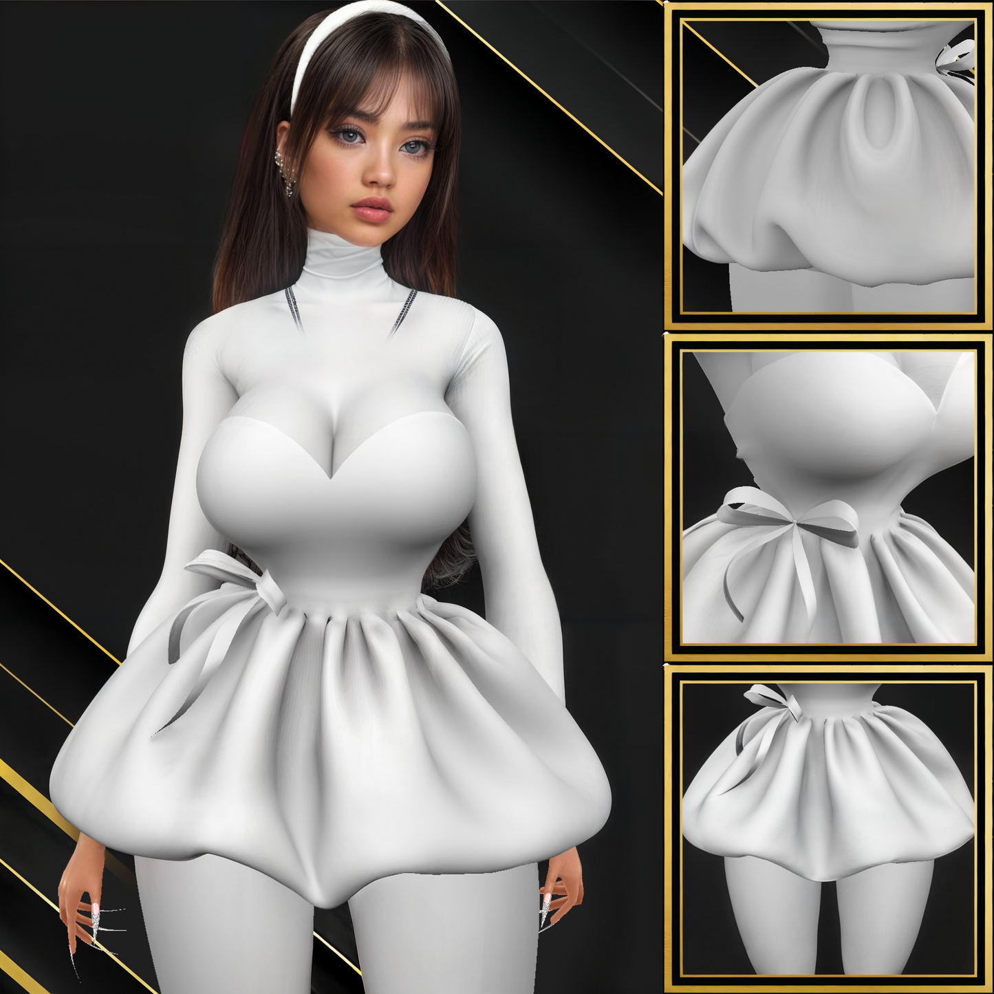 IMVU Mini Puff Dress Mesh
