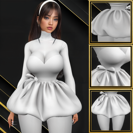 IMVU Mini Puff Dress Mesh