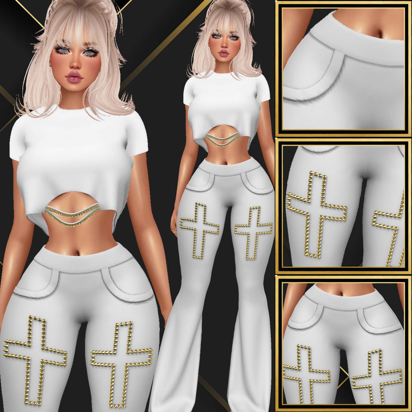 IMVU Flared Cross Pants Mesh