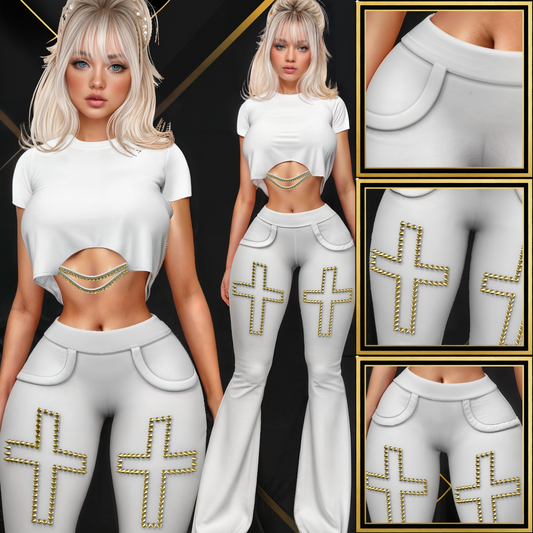 IMVU Flared Cross Pants Mesh