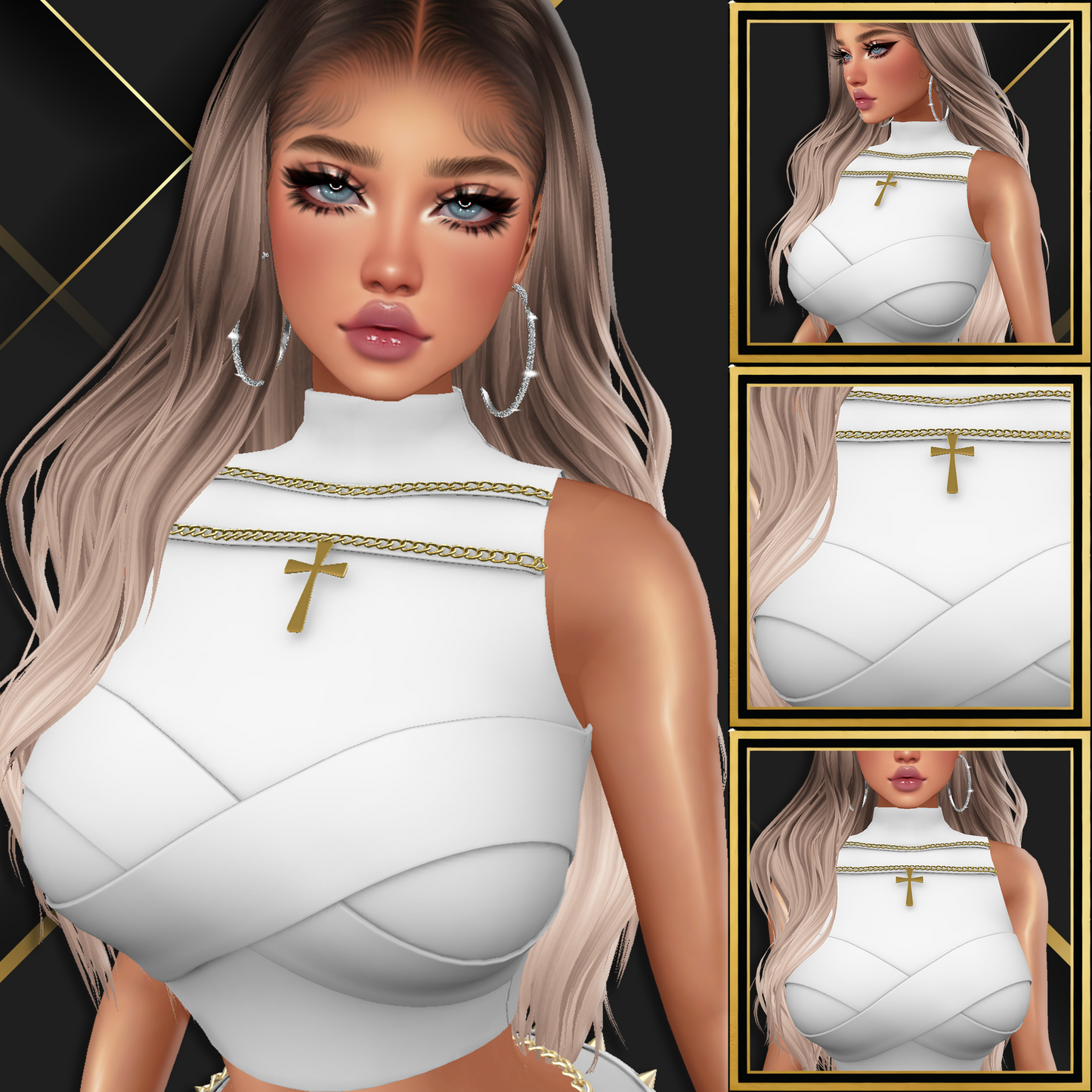 IMVU Belted Mesh Top