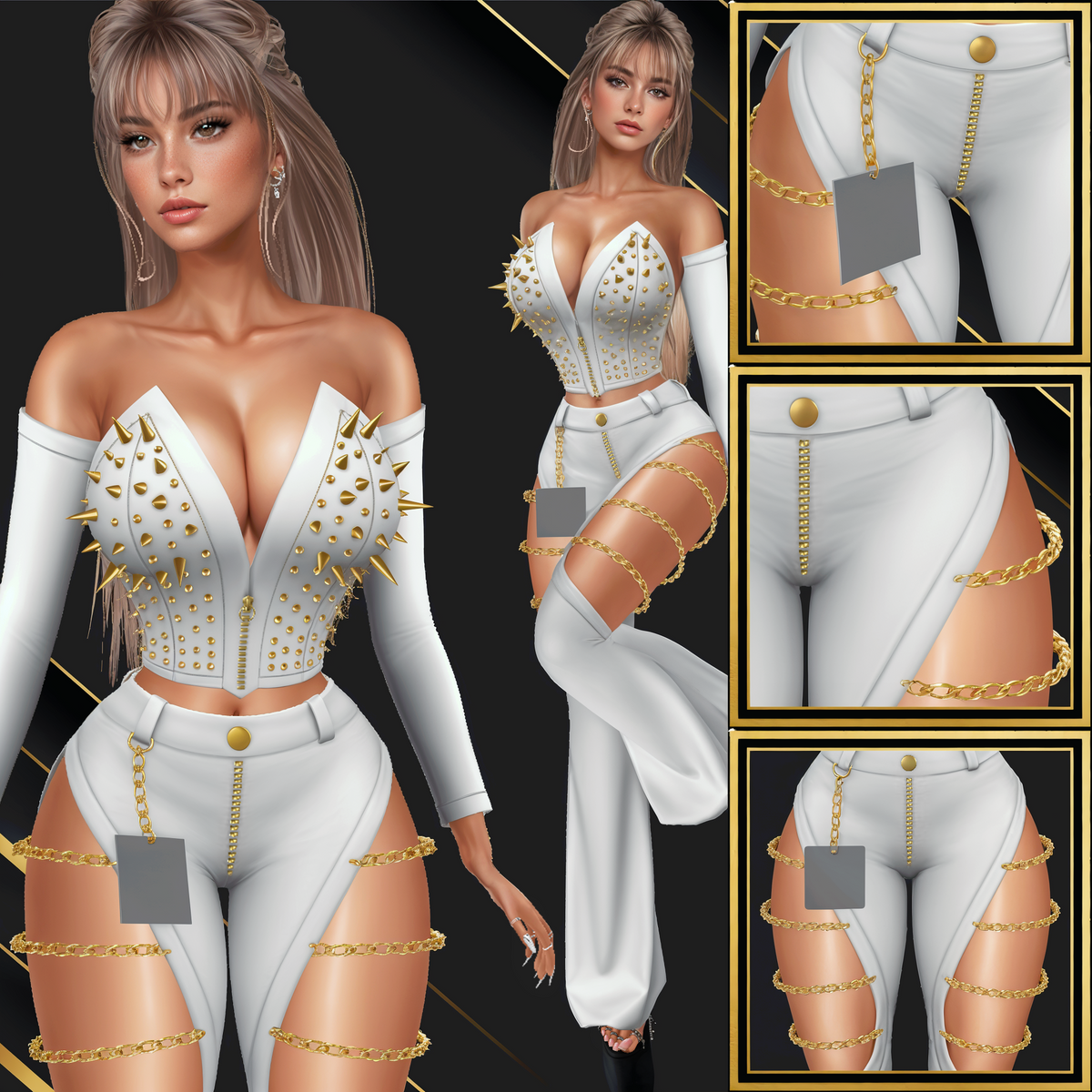 IMVU Chain Flare Pants Mesh