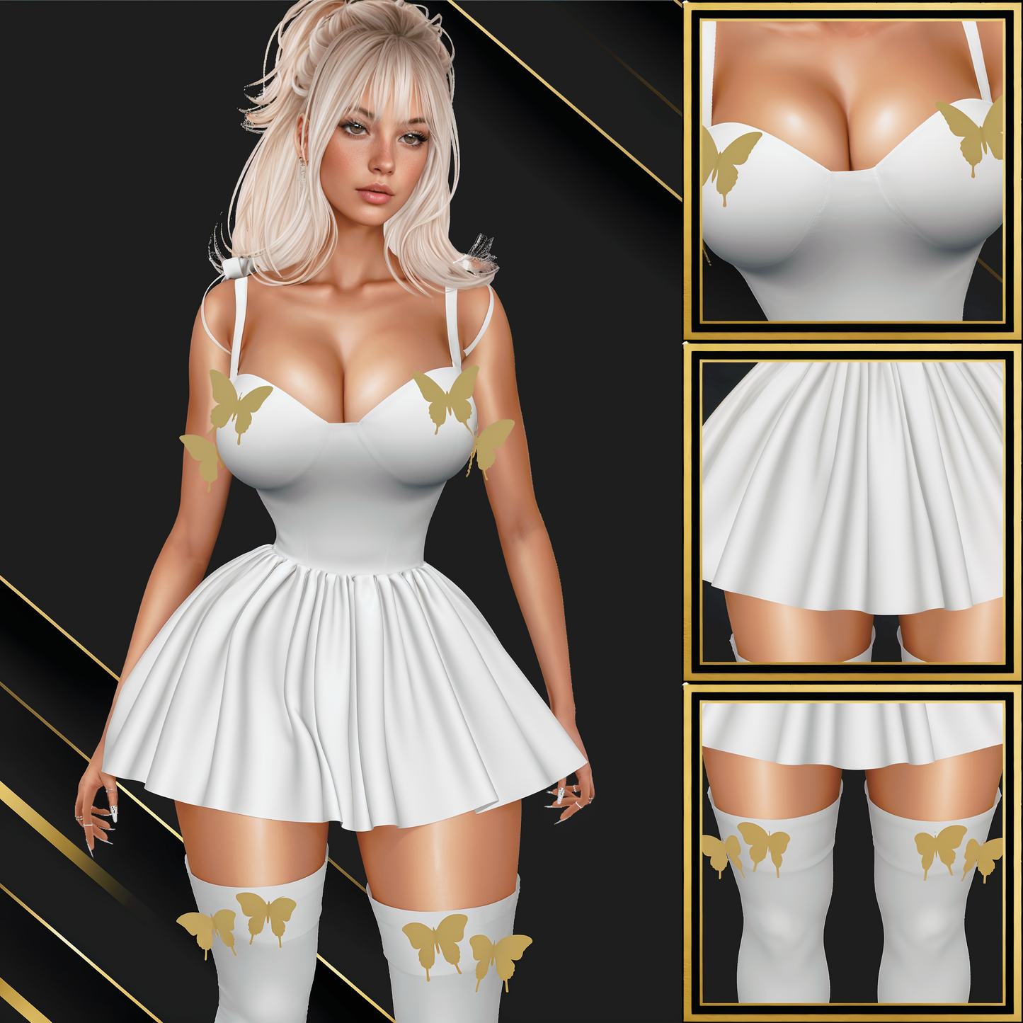 IMVU Butterflies Dress Mesh
