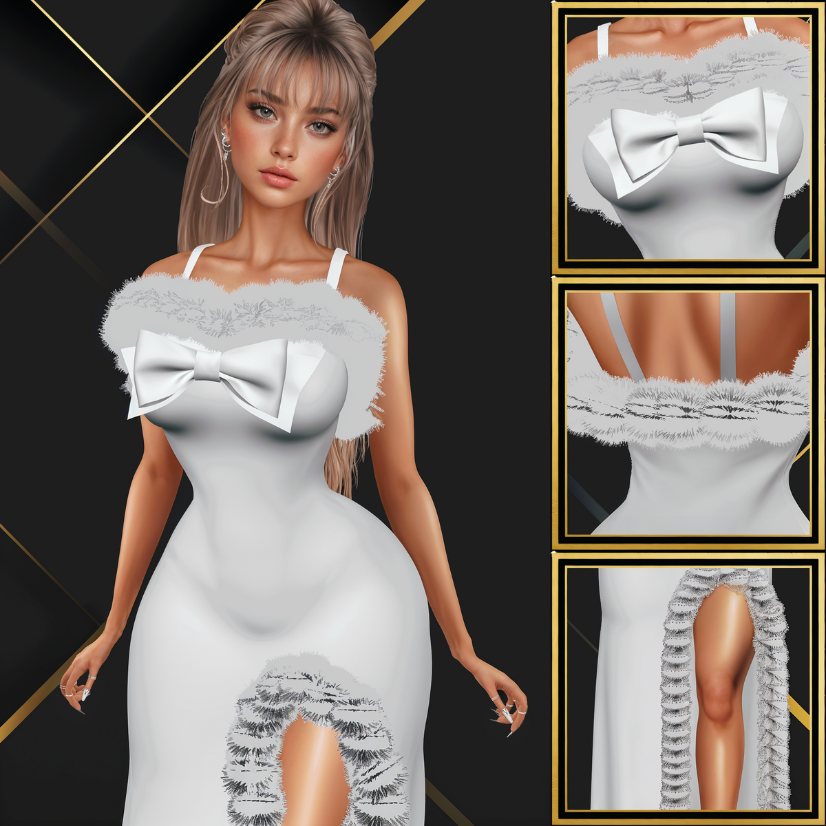 IMVU Fur Long Dress Mesh