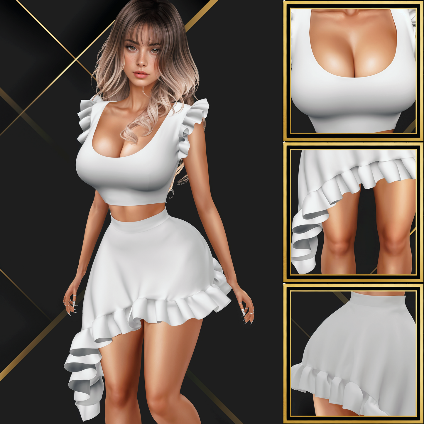 IMVU Cute Ruffles Set Mesh