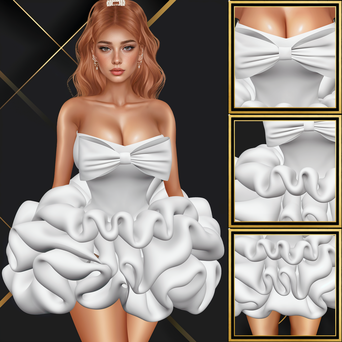 IMVU Big Puff Dress Mesh