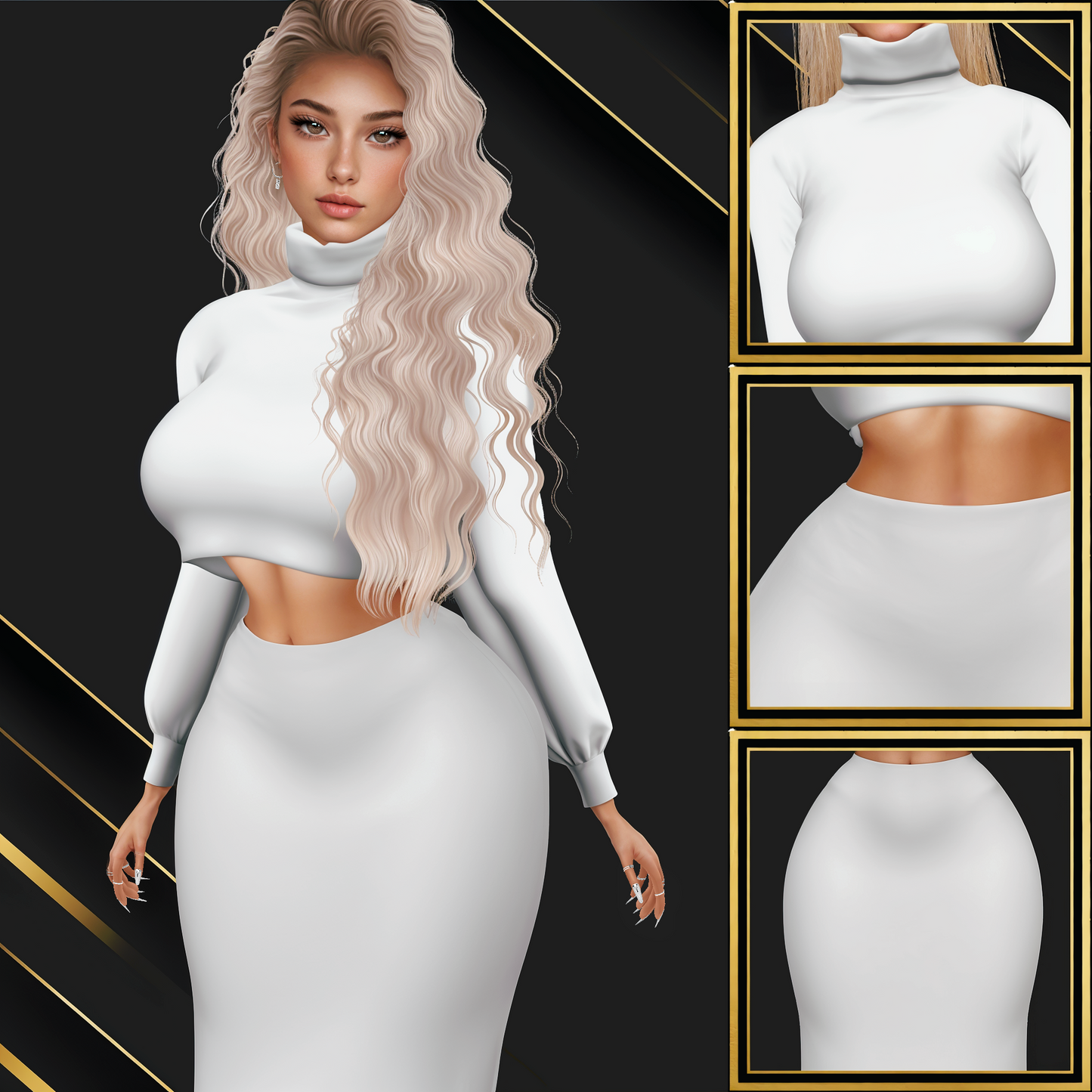 IMVU Long Skirt Mesh