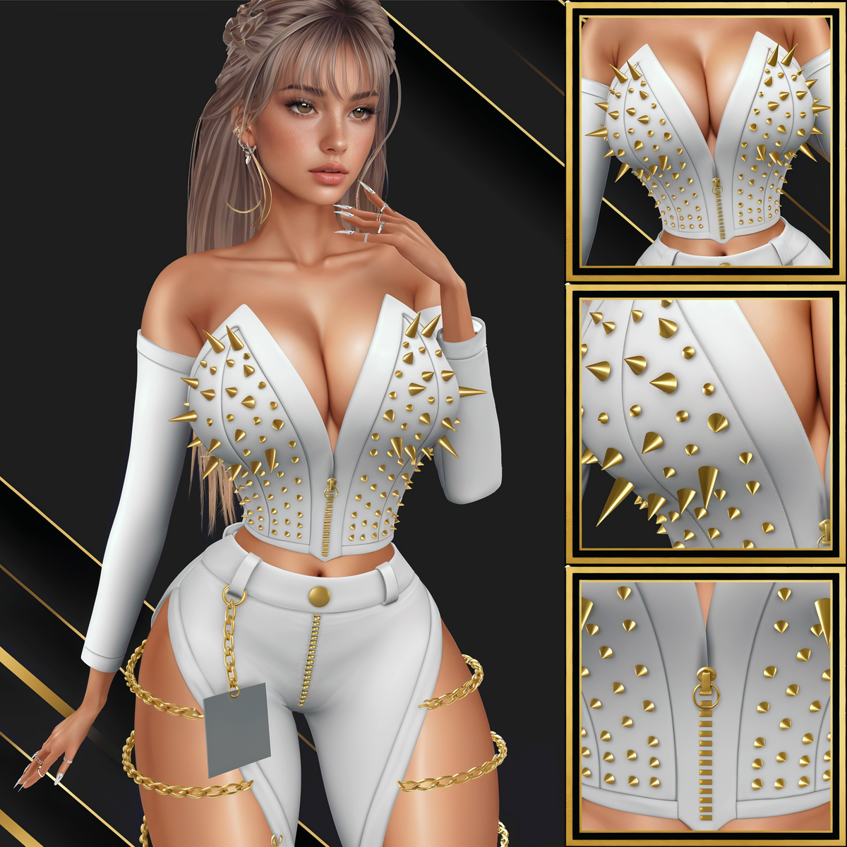 IMVU Spike Corset Top Mesh