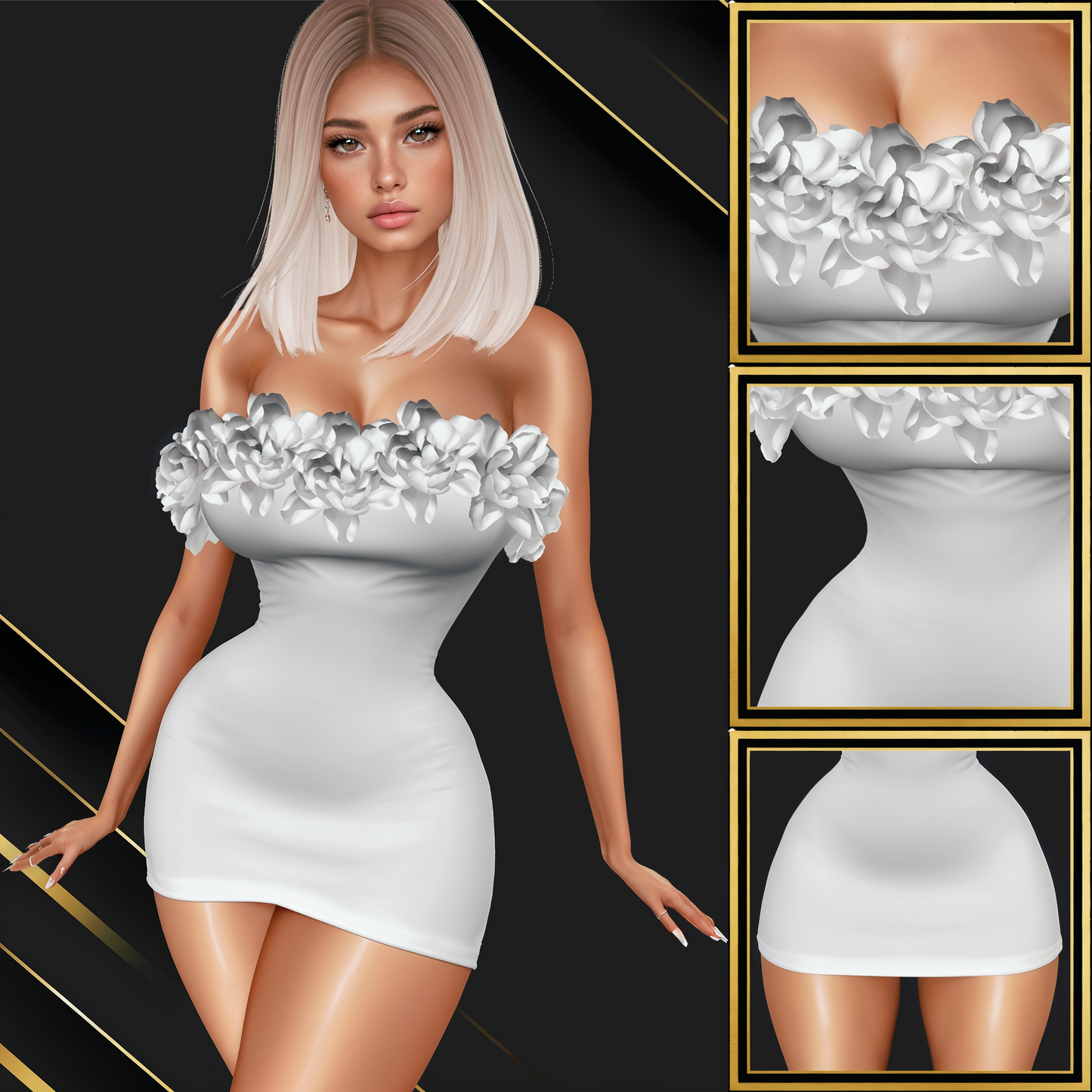 IMVU Roses Dress Mesh