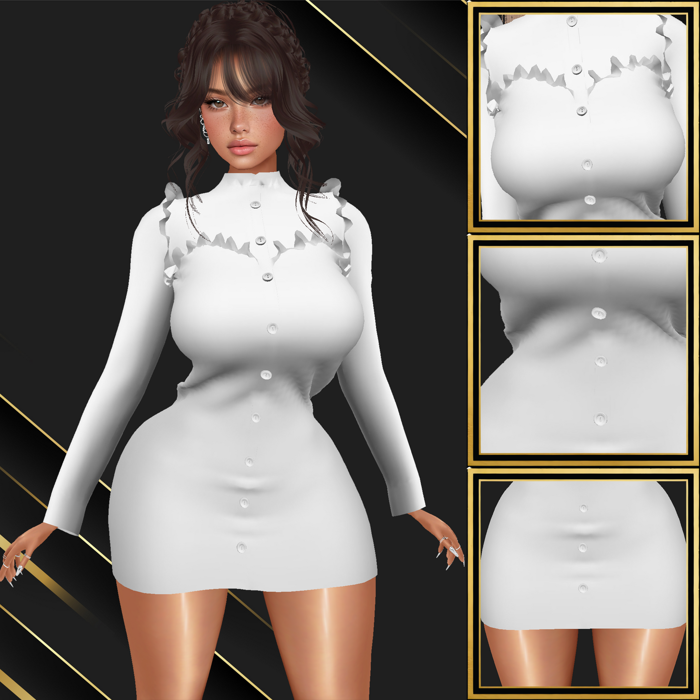 IMVU Anika Blouse Dress Mesh