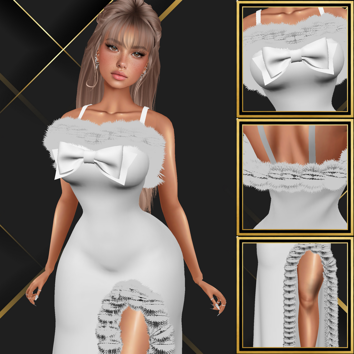 IMVU Fur Long Dress Mesh